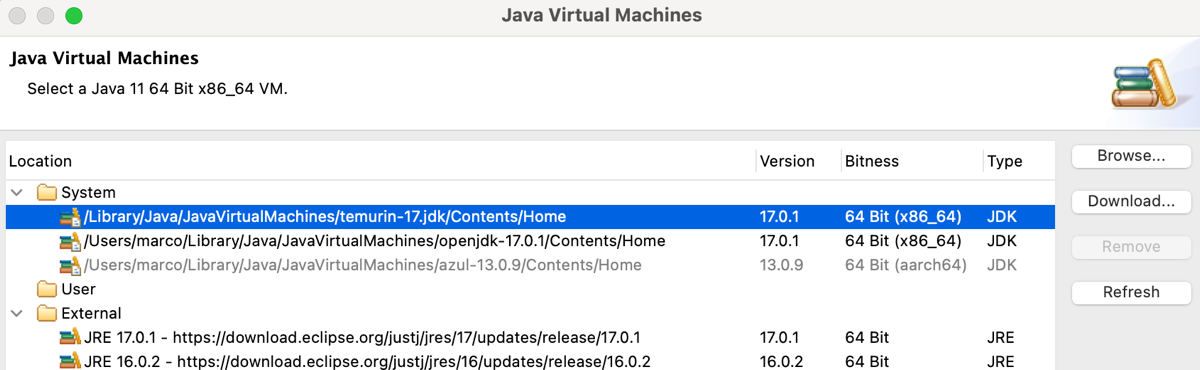 eclipse JRE and JDK paths