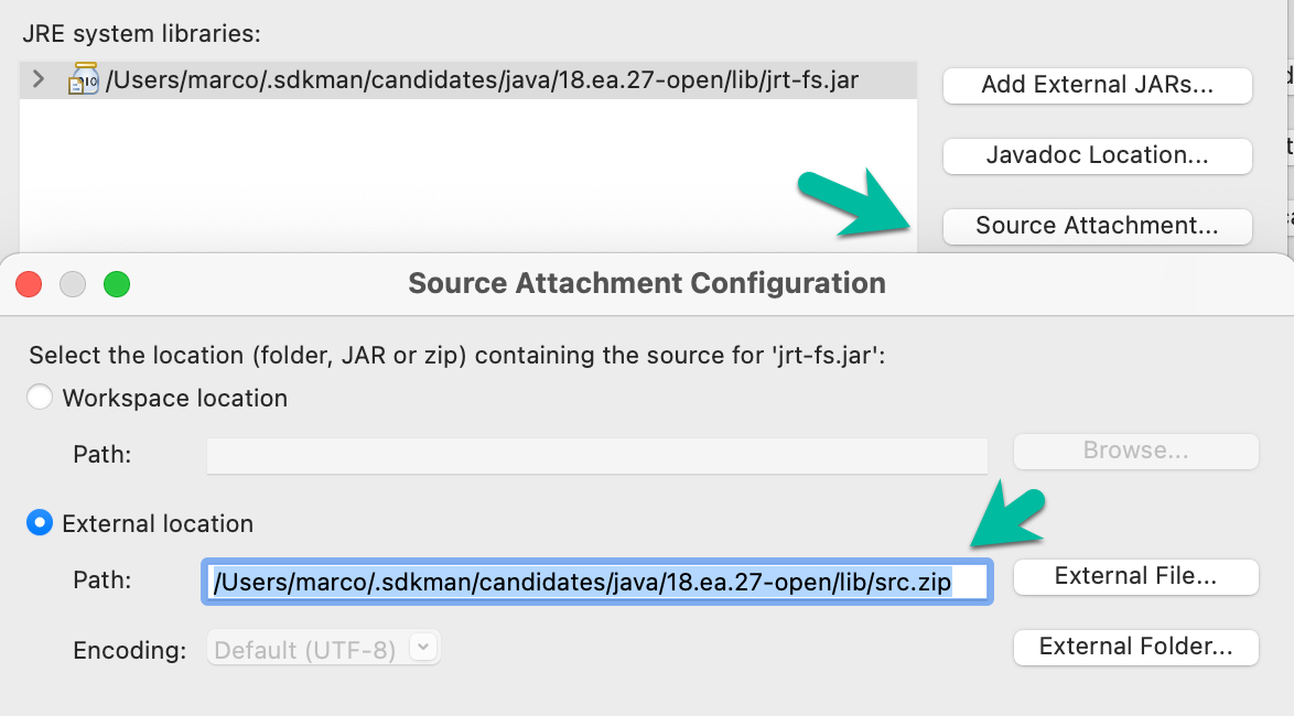 eclipse attach the sources of the jdk